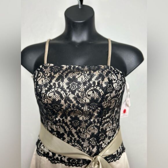 Impression Bridal Elegant Lace and Satin Dress Gold/Black Size 12 - Picture 4 of 10